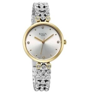 Titan Raga Showstopper Quartz Analog Silver Dial Metal Strap Watch for Women-95262BM01