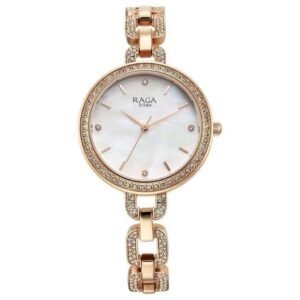 Titan Raga Showstopper Quartz Analog Mother Of Pearl Dial Metal Strap Watch for Women-95272WM01