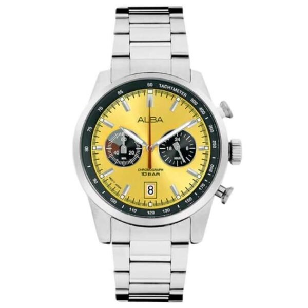 Alba Gold Black Dial Chronograph Watch - A4B003X1