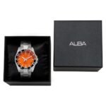 Alba Bright Orange Ripple Dial Watch -AG8L93X1