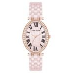 Anne Klein Quartz Analog Pink Dial Rose Gold With Pink Ceramic Strap Watch For Women-AK3996RGLP