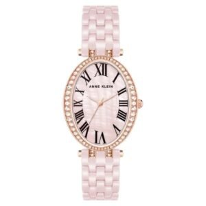 Anne Klein Quartz Analog Pink Dial Rose Gold With Pink Ceramic Strap Watch For Women-AK3996RGLP