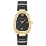 Anne Klein Quartz Analog Black Dial Black Ceramic Strap Watch For Women-AK5012GPBK