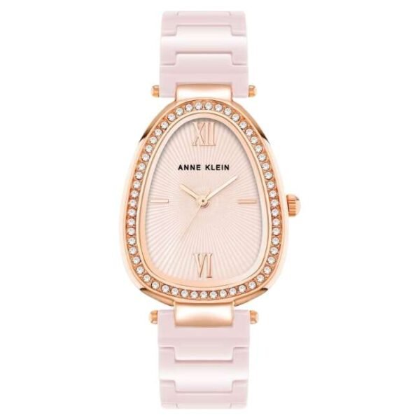 Anne Klein Quartz Analog Pink Dial Rose Gold With Pink Ceramic Strap Watch For Women-AK5012RGBH