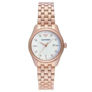 Emporio Armani Three-Hand Date Rose Gold-Tone Stainless Steel Watch-AR11615