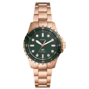 Fossil Women Green Dial Round Stainless Steel Watch-ES5371