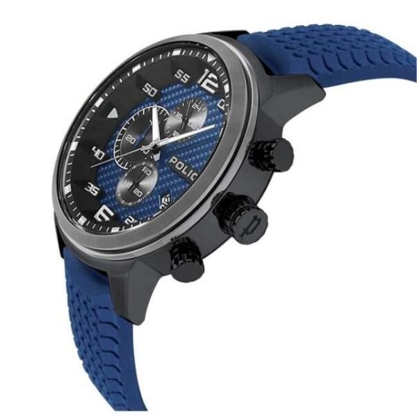 Police Quartz Chronograph Blue Dial Silicone Strap Watch for Men-PL15657JSBU03PW