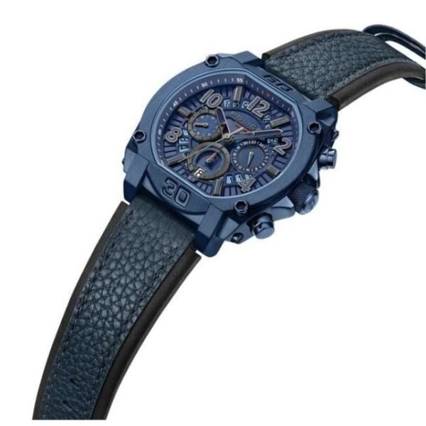 Police Quartz Analog with Dual Time and Date Blue Leather Strap for Men-PLPEWJF0021904