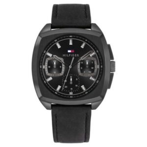 Tommy Hilfiger Quartz Multifunction Black Dial Black Leather Strap Watch for Men-TH1710556