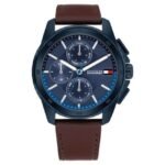Tommy Hilfiger Quartz Multifunction Blue Dial Brown Leather Strap Watch for Men-TH1710632