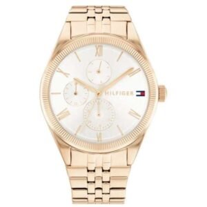 Tommy Hilfiger Silver Dial Golden Stainless Steel Strap Watch for Women-TH1782593
