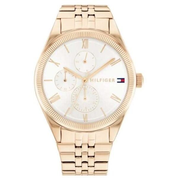 Tommy Hilfiger Silver Dial Golden Stainless Steel Strap Watch for Women-TH1782593