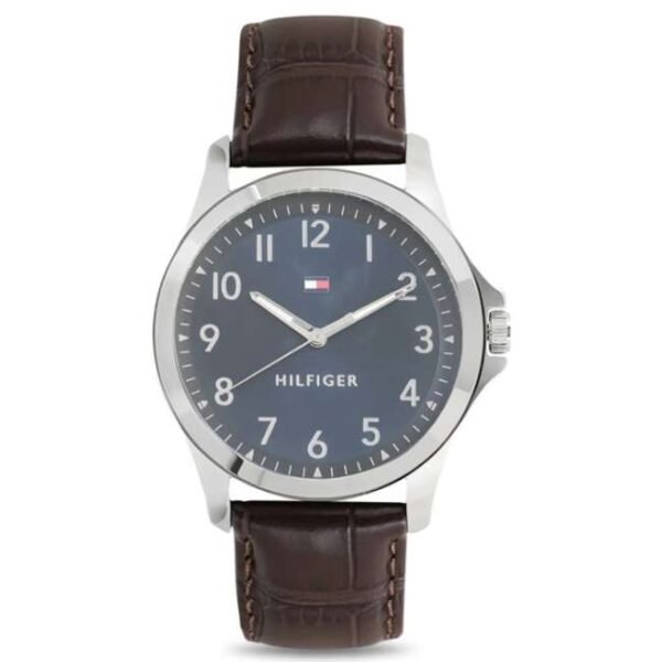 Tommy Hilfiger Quartz Analog Blue Dial Leather Strap Watch for Men-TH1791449