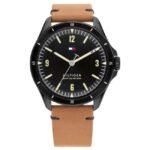 Tommy Hilfiger Quartz Analog Black Dial Leather Strap Watch for Men-TH1791906
