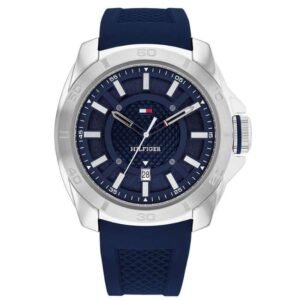 Tommy Hilfiger Quartz Analog with Date Blue Dial Blue Silicone Strap Watch for Men-TH1792134