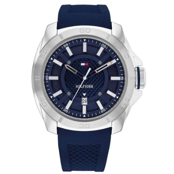Tommy Hilfiger Quartz Analog with Date Blue Dial Blue Silicone Strap Watch for Men-TH1792134