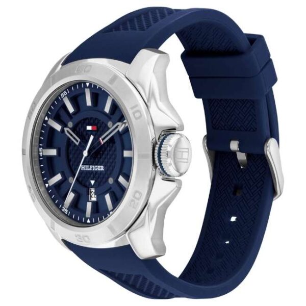 Tommy Hilfiger Quartz Analog with Date Blue Dial Blue Silicone Strap Watch for Men-TH1792134