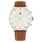 Tommy Hilfiger Quartz Multifunction Yellow Dial Brown Leather Strap Watch for Men-TH1792143