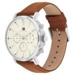 Tommy Hilfiger Quartz Multifunction Yellow Dial Brown Leather Strap Watch for Men-TH1792143