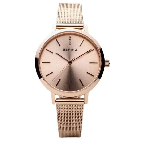 Bering Rose Gold Analog Watch With Bracelet For Women 13434-366-GWP