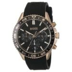 Boss Quartz Male Chronograph Black Silicone Watch - 1514168