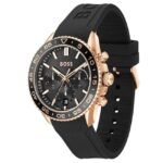 Boss Quartz Male Chronograph Black Silicone Watch - 1514168