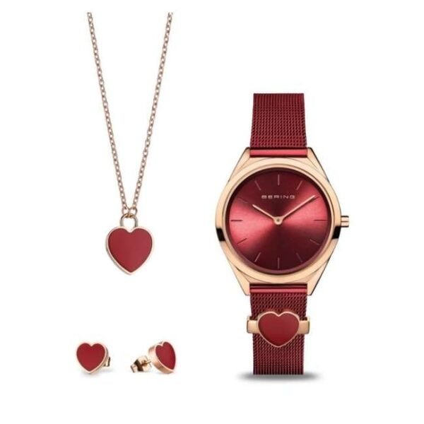 Bering Analogue Watch with Necklace & Earrings - 17031-363-GWP