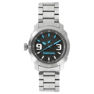 Fastrack Loopholes Men Silver Dial Quartz Watch -3168SM02
