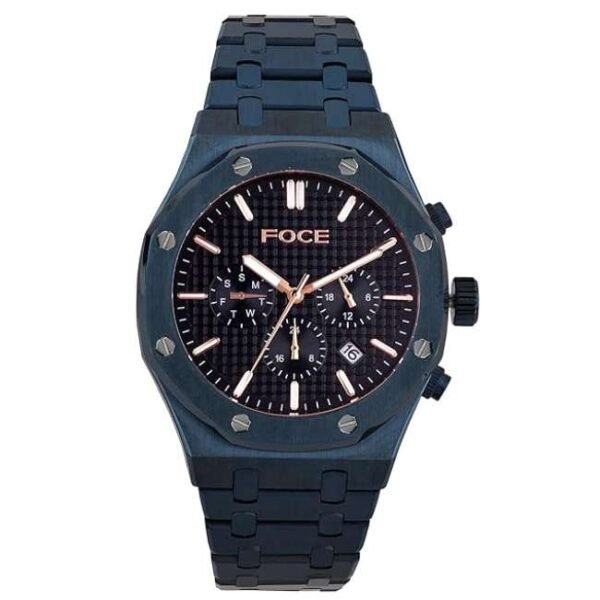 Foce Chronograph Blue Dial Metal Belt Analog Watch - For Men Fc11643Gbl4
