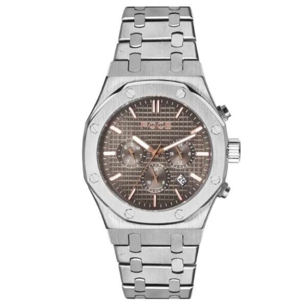 Foce Chronograph Grey Dial Metal Belt Watch For Men-Fc11643Ggr3