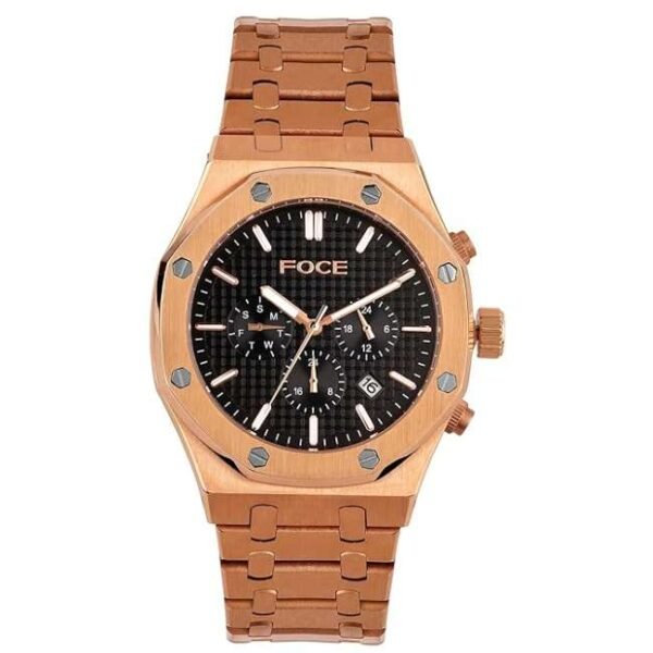 Foce Chronograph Black Dial Metal Belt Watch Analog Watch - For Men Fc11643Grg8