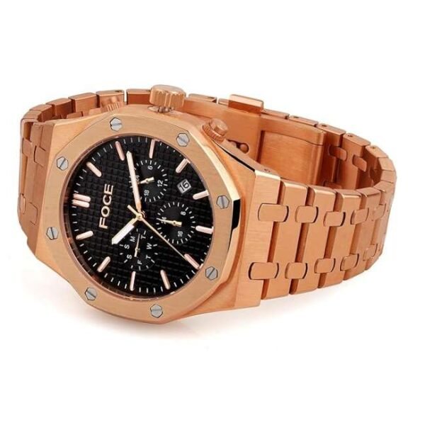 Foce Chronograph Black Dial Metal Belt Watch Analog Watch - For Men Fc11643Grg8