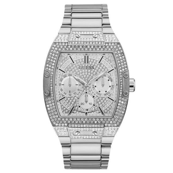 Guess Men Silver Dial Quartz Watch-GW0094G1