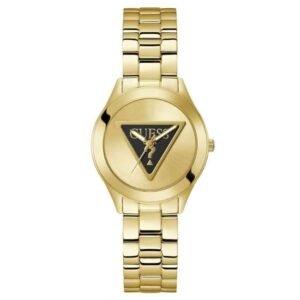 Guess Women Tri Plaque Gold Dial Chronograph Watch-GW0675L2