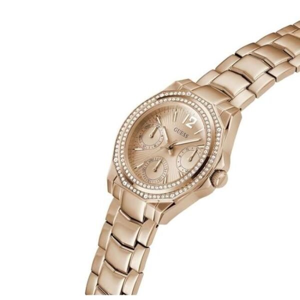 Guess Women Ritzy Rose Gold Dial Chronograph Watch-GW0685L3