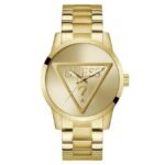 Guess Men Badge Gold Dial Quartz Watch-GW0782G1