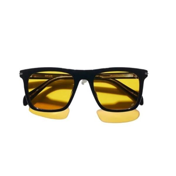 Opium Unisex Black Rectangular Sunglasses | Op-10221-C06-52