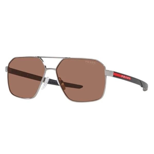 Prada Men Gunmetal Navigator Sunglass - 0PS 55WS 5AV50A60