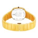 Titan Edge Squircle Camo Quartz Analog Yellow Dial Ceramic Strap Watch For Unisex - 1841qc08