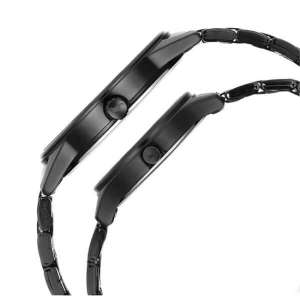 Fastrack Mixmatched Quartz Analog Black Dial With Black Metal Strap Watch For Couple - 33056296nm02p