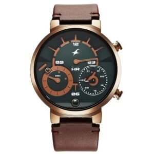 Fastrack Men Gambit Brown Dial Micromotor Watch- 3309QL01