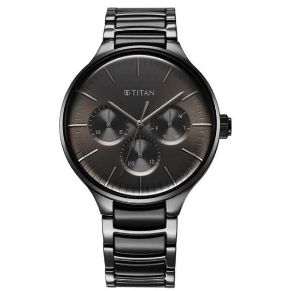 Titan Ceramic Fusion Men Black Dial Multifunction - 90148KD06
