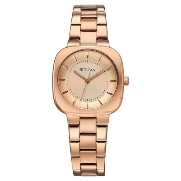 Titan Glamour Women Rose Gold Dial Quartz Watch - 95296WM01