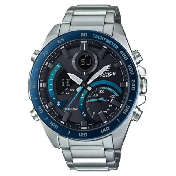 Casio Black Dial Analog-Digital Stainless Steel Watch - EX500