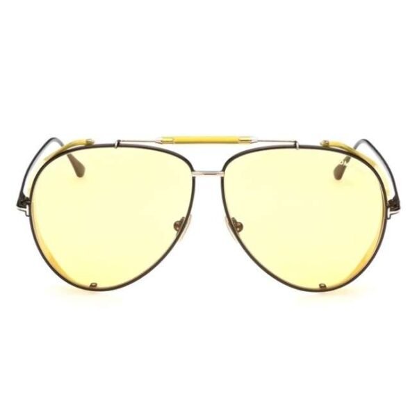 Tom Ford Yellow 100% UV Protected Lens Black Aviator Sunglasses for Men-FT0900 62 01E