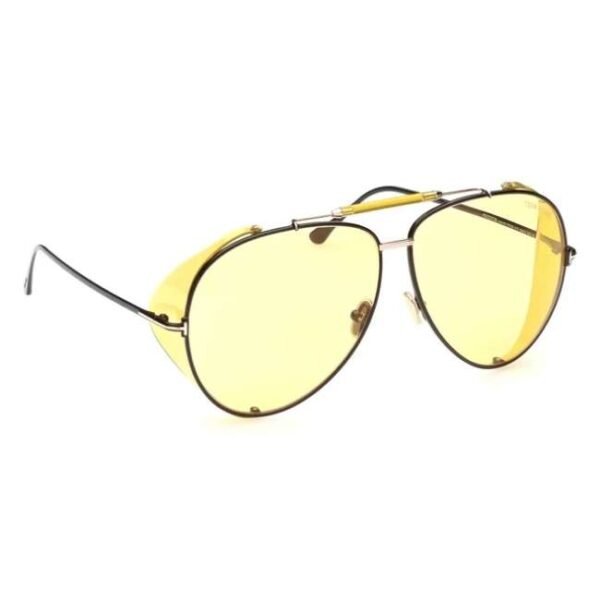 Tom Ford Yellow 100% UV Protected Lens Black Aviator Sunglasses for Men-FT0900 62 01E