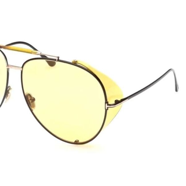 Tom Ford Yellow 100% UV Protected Lens Black Aviator Sunglasses for Men-FT0900 62 01E