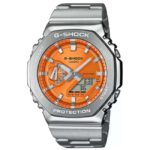 Casio Orange Dial Analog-Digital Stainless Steel Watch - G1610