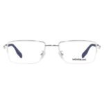 Montblanc Men Silver/Blue Rectangle Eyeglass -MB0188O00255