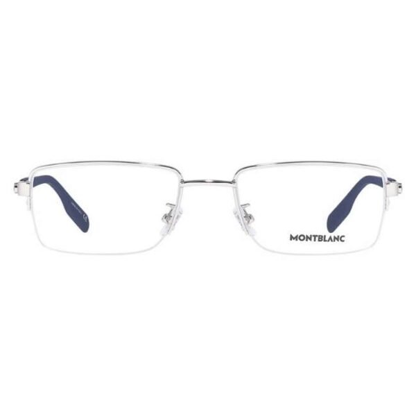 Montblanc Men Silver/Blue Rectangle Eyeglass -MB0188O00255